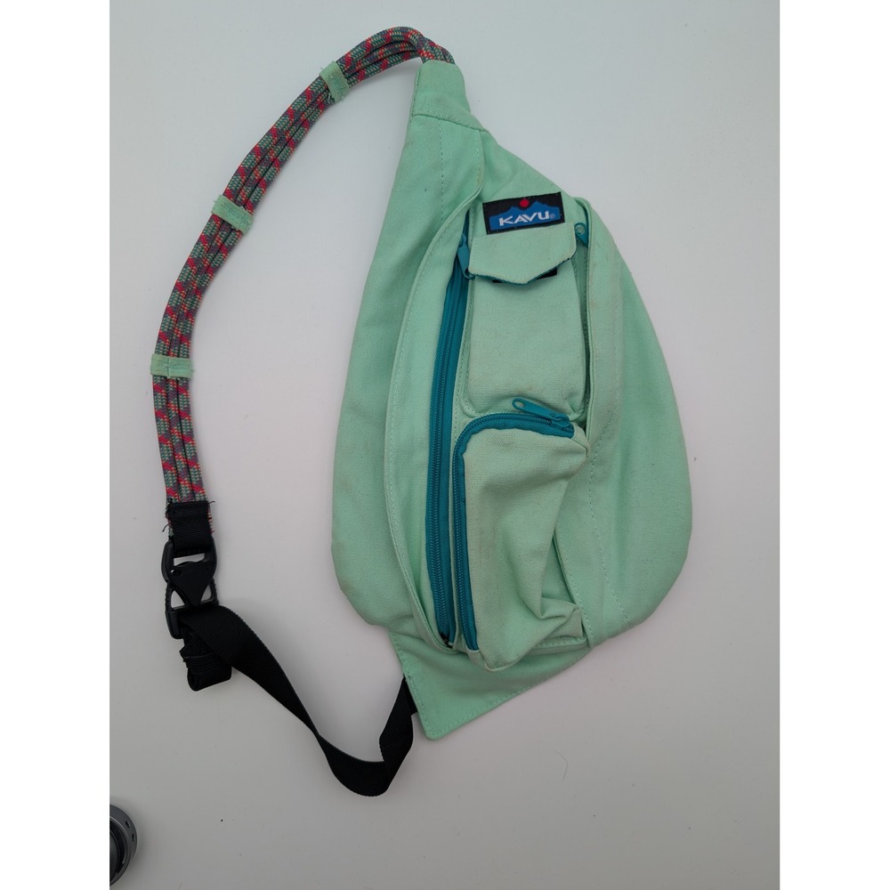 KAVU Rope Bag Light Green Cotton Canvas Sling Crossbody Backpack